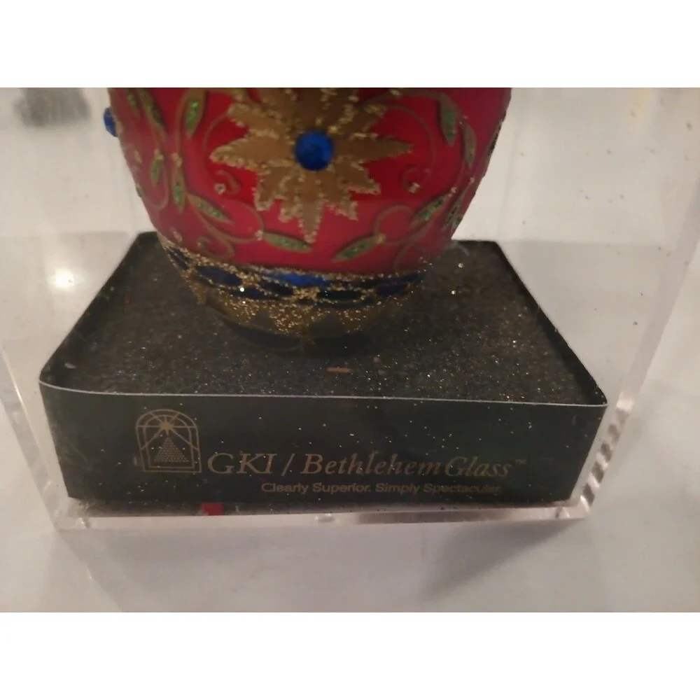 Beautiful GKI Bethlehem Glass Hand Crafted Christmas Glass Ornament New!